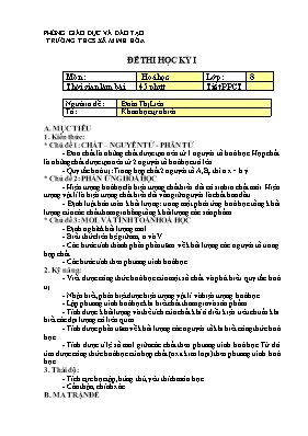 Đề thi học kỳ I môn Hóa - Trương THCS Xã Minh Hòa